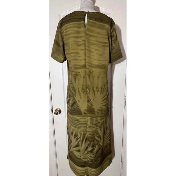 2 Piece Outfit  Short Sleeve Blouse & Long Skirt Women’s Sz Medium Palm Print - Picture 2 of 16